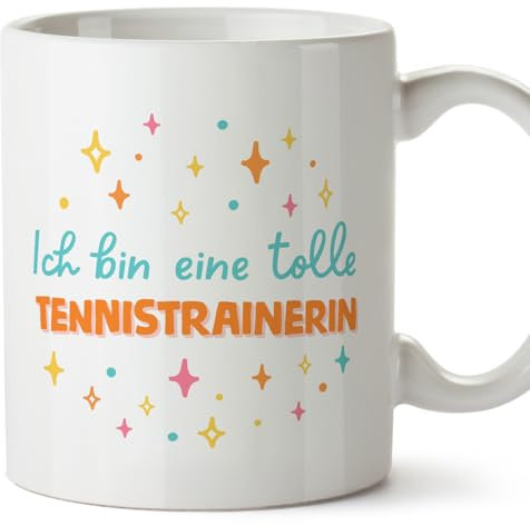 MUGFFINS Tazas para ENTRENADORA DE TENIS - En Alemán - Ich bin ein toller - 11 oz / 330 ml - Regalo original y divertido