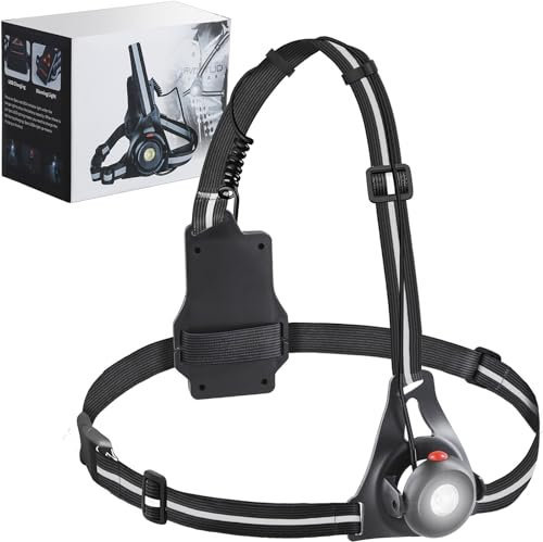 ALFFREUDE Lampe Course à Pied, Lampe Running Pectorale, USB Rechargeable Lampe de Poitrine, 3 Modes Lampe Pectorale and Flashing Rear Warning LED, Angle Réglable 90° pour La Course De Nuit,Le Camping