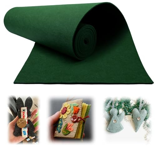 Mbsomnus Filz Meterware 3 mm x30 cm x300 cm Filzmatten zum Zuschneiden Tiefdunkelgrün Filzunterlage Polyester Filzstoff Meterware Filz zum Basteln Filzplatten Bastelfilz für Patchwork DIY Handarbeit