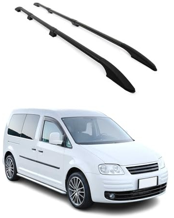 OMAC Dachträger für VW Caddy Maxi 3 2003-2015 L2 Langer Alu Schwarz | inkl. Dachreling (Set), Querträger, Grundträger