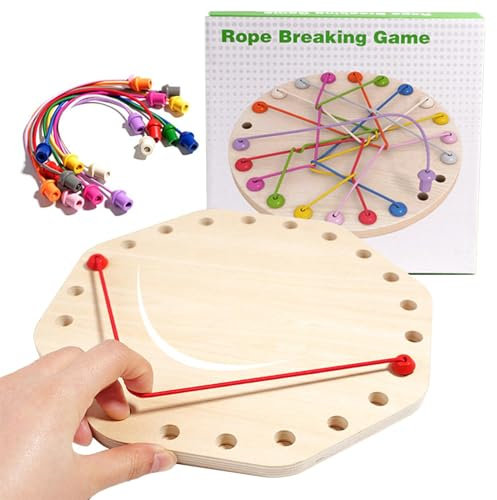 Poludatly Twisted Rope Puzzle Game, Rope Untangling Toy, Wooden Rope Breaking Game, Untying Twisted Board Toys, Portable Lacing Toys Rope Knots Untangle Game For Kids