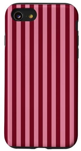 Burgundy and Pink Stripes Geometric Vertical Lines Trendy Case for iPhone SE (2020) / 7 / 8