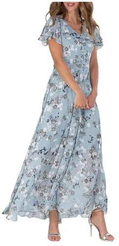 Robe de Plage Femme Eté Boheme Robes col en V Bikini Cover Up Paréo Manches 3/4 Cache-Maillots Maillot de Bain Sexy Womens Tea Dresses Cache Maillots et Sarongs 2025 (Bleu Clair,XL)