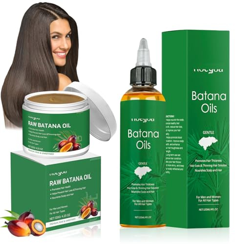 2 Stück Batana Öl für Haarwachstum, 120ml Batana ÖL für Haare + 120g BAtana Haarspülung, BAtana Haaröl, Bio BAtana-Öl-Conditioner, Fördert das Haarwachstum, Repariert geschädigtes Haar