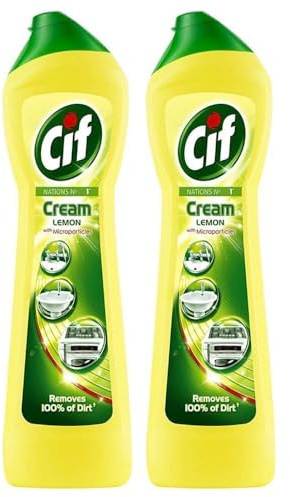 Cream Lemon 500ml x 2 – Multipurpose Surface Cleaner with Micro-Crystals for Tough Stain Removal – Ideal for Kitchen, Bathroom & More with Welari Thank You Card | (2 Pack)