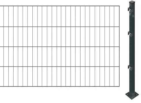 Einstabmattenzaun inkl. Pfosten zum Einbetonieren (Höhe: 80 cm, Länge: 6 m) | Einstabmatten in Anthrazit | UV- und witterungsbeständig