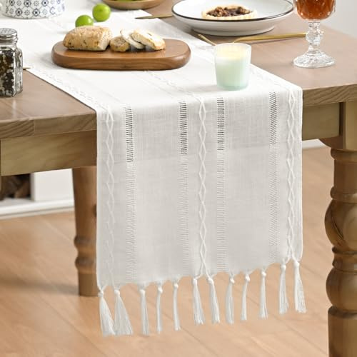 Artoid Mode Boho Landhausstil Quasten Tischläufer, Tisch Dekoration Party Geburtstag Valentinstag Hochzeit Dekor 33x243 cm