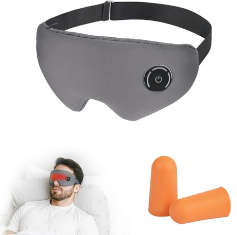 Beheizte Augenmaske - Abnehmbar und waschbar Wärme maske Augen mit Ohrstöpsel, Wiederaufladbar Schlafmaske Augenmaske mit 3 Temperatur, Wärmemaske Augen (grau)