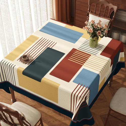 Hiseng Kunststoff Tischdecke Abwaschbar, Wasserabweisend mit Lotuseffekt,Bunt Tischwäsche Abwischbare Tischdecke Outdoor Tischtuch für Wohnzimmer, Balkon & Garten (Blau kariert,100 * 180CM)