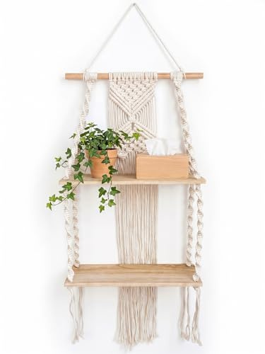 ililmmoe Hängen Dekorationen an der Wand Boho Handgewobene Schnur Easy Hang Wandregal Wohnzimmer Schlafzimmer, Badezimmer, Küche 1Pcs