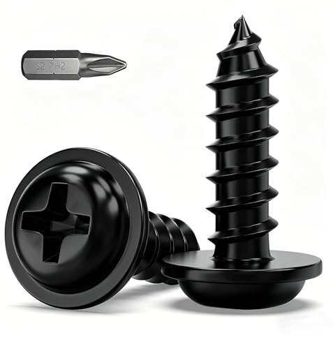 100Pcs M4 x 12mm Black Self Tapping Screws, Phillips Pan Head Wood Screws | 304 Stainless Steel Screw, Screw for Wood, Metal, Plastic and DIY Projects