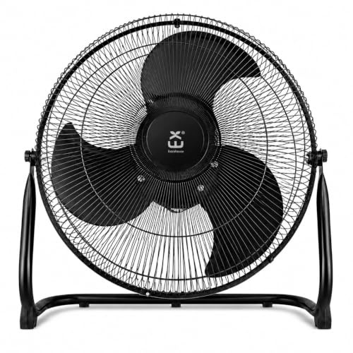 JYC CREATIVE Ventilador personal de metal ventilador de mesa de alta velocidad con 3 aspas de aluminio, 3 velocidades, rejilla de seguridad, inclinación ajustable, (Negro A 50W)