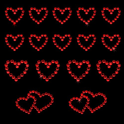 Oblique-Unique® 16 Stück Herz Sticker Strass Steine zum Verzieren oder Aufkleben (Rot)