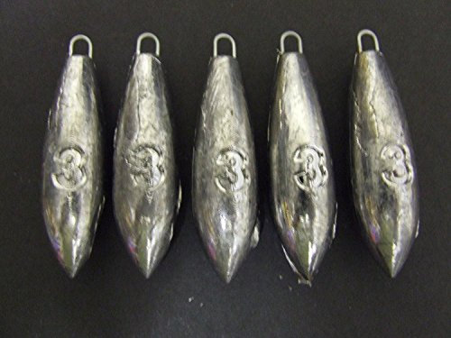 FFT PRO 3oz Plain Sea Fishing Weights Pack Of 5 10 Mackerel Feather Cod Bass Boat Fishing (5 x 3oz)