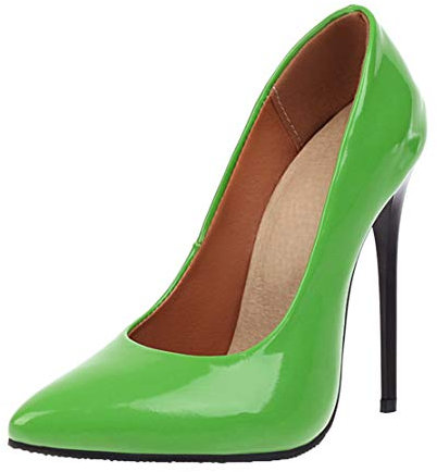 MISSUIT Damen Stiletto High Heels Pumps Lack Spitz 12cm Absatz(Grün,37)