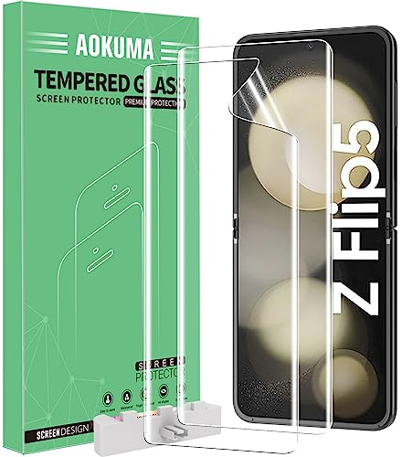 AOKUMA Protections d'écran pour Samsung Galaxy Z Flip 5/Z Flip 6/Galaxy Z Flip 7 FE,[2 pièces] Film de Protection en TPU Flexible Compatible avec Galaxy Z Flip 5,HD Transparent,Résistant aux Rayures