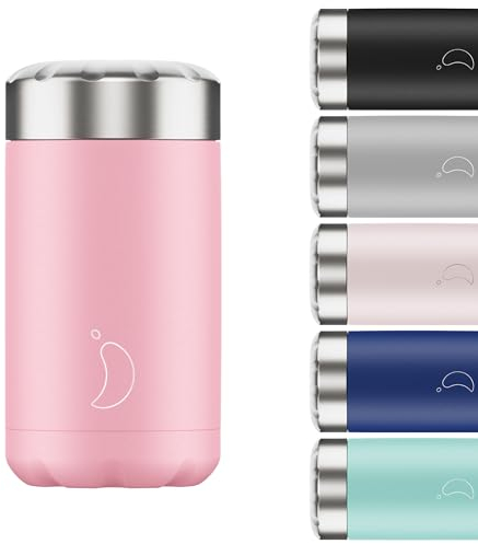 Chilly's Termo para Alimentos - Contenedor de Alimentos Reutilizable de Acero Inoxidable de - Aislamiento de Doble Pared para Mantener los Alimentos Calientes o Fríos - Rosa Pastel, 500ml