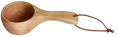 OYL Taza de madera de Kuksa finlandesa de Laponia nórdica, con mango largo, portátil, para viajes o camping, 150 ml