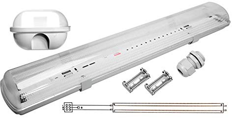 Regleta LED impermeable doble para tubos luminosos LED T8 60cm IP65 (caja vacía)
