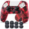 YoRHa Tachonado Impreso Silicona Caso Piel Fundas Protectores Cubierta para PS5 Mando x 1 (Rojo) con Pro los puños Pulgar Thumb gripsx 8