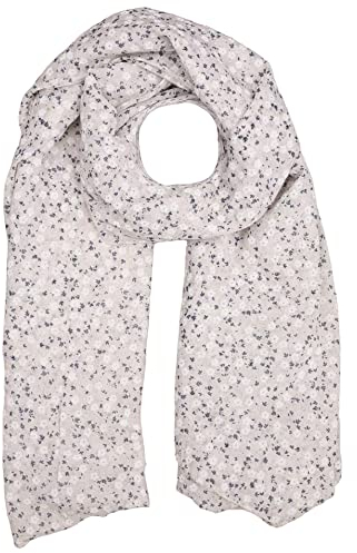 Zwillingsherz Seiden-Tuch im Blümchen Design - Hochwertiger Schal für Damen Mädchen - Halstuch - Umschlagstuch – weicher Schlauchschal für Frühjahr Sommer Herbst Winter - beige