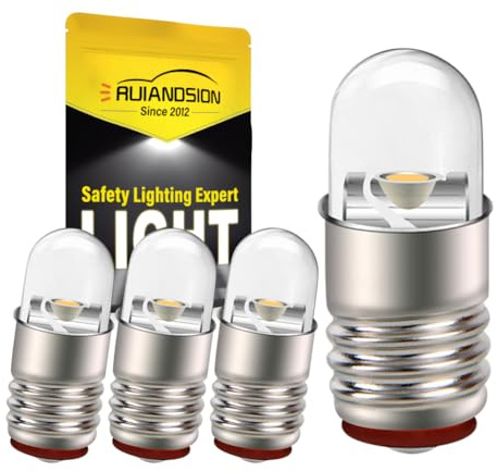 Ruiandsion E5 LED Bulb Warm White 5V 6V E5 E5.5 Screw Base LED Bulb Upgrade for Modle Train Lights(Pack of 4)