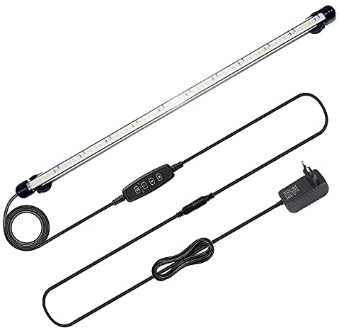 VARMHUS LED Acquario con Timer,Lampada Acquario con 3 modalità di luce dimmebili,10 livelli di luminosità,Luce Acquario Impermeabile,Aquarium Light per Piante Acquatiche (Blu+Bianco 57cm)