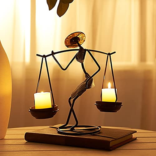 Candle Holder, Black, African Women Wrought Iron Tea Light Holder, Metal Candle Holder, Gift Ideas for Women, Bedroom, Living Room, Modern Decoration