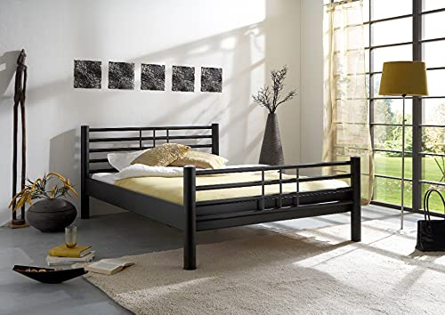 Beauty.Scouts Metallbett Flora schwarz Struktur matt Kopf- und Fußteil verschied Größen DICO Bett Übergröße kleine Größe Sondergröße Schlafzimmerbett Größe 140 x 200 cm