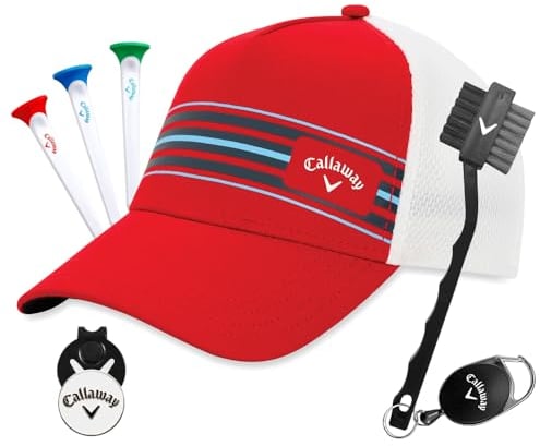 Callaway Cap & Gift Set - Comes with a Hat, Hat Clip with Golf Ball Marker, Club Brush and Par-Tees