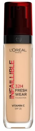 L'Oréal Paris, Base de maquillaje Líquida Infaillible 32h Fresh Wear, Para todo tipo de piel, Larga duración, Tono: Cool (210), 30 ml, 1 unidad