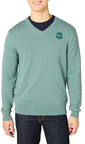 Amazon Essentials Disney | Marvel | Star Wars Jersey con Cuello de Pico Hombre, Star Wars Darth Vader, XL