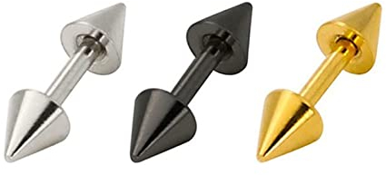 Lieson Ohrringe Set Edelstahl, Ohrstecker Frauen Männer Silber Schwarz Gold Ohrringe 3 Stück Geometrisch Kegel Einfach 4 MM