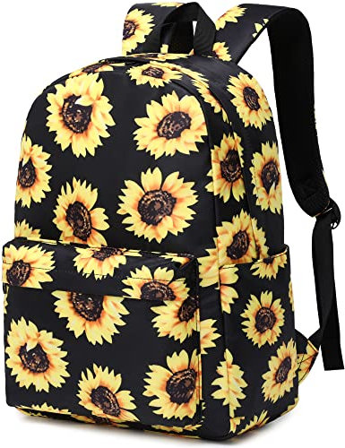 Kouxunt Sunflower School Backpack for Girls Womens, School Bags Collge Bookbags Laptop Backpacks for Kids Teens Adults