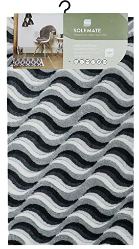 JVL SOLEMATE Hand Carved Wave Door Mat, 57 X 100 cm
