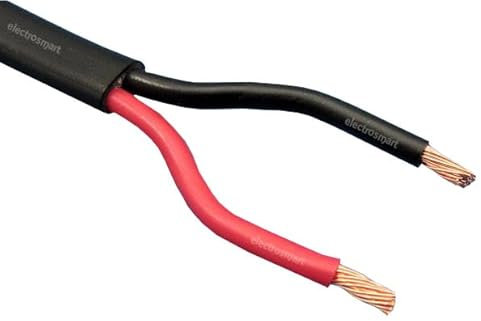 electrosmart 2 Core Twin Red/Black Copper Automotive Auto Boat Marine Cable Wire 2 x 2mm Thin Wall Flat Stranded 12V 24V 25 Amp (10m)