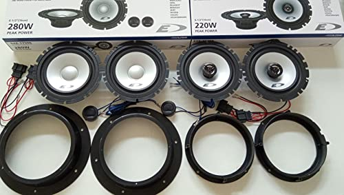 Alpine Kit 6 Altavoces para Volkswagen Touran 2003-2010 1T - Altavoces delanteros SXE-1750S y traseros SXE-1725S - Woofer + Tweeter - Soportes y cables incluidos
