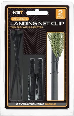 Next Generation Tackle NGT Universal Landing Net Clip - Twin Pack with 6 Cable Ties Included