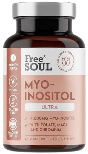 Free Soul Myo-Inositol Ultra Supplement | 4,000mg Myo-Inositol, 200ug Folate, 100ug Chromium Plus 10,000mg Maca for Women | Supplements for Women | Vegan & Gluten-Free | 120 Tablets