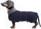 MOREZI Winterhundejacke mit wattiertem Flusenfutter, verstellbarem Klettknopf und hochklappbarem Stehkragen. Sehr gut geeignet für Dackel und kleine und mittelgroße Jagdhunde-Navy-XS