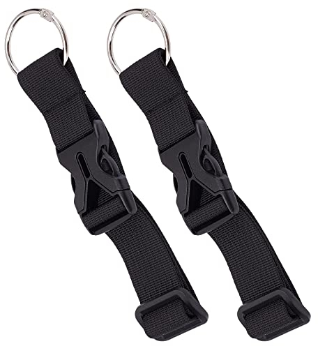 GORGECRAFT 2Pcs Luggage Straps Coat Jacket Gripper Holder Suitcase Belt Clip Ring Hook Black Adjustable Belt Straps with Rings and Plastic Release Buckle Add a Bag Luggage Strap Travel Accessories