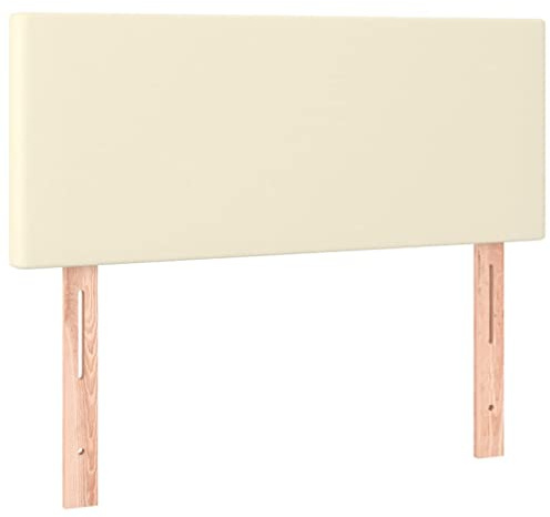 vidaXL Kopfteil, Bettkopfteil mit Holzbeinen, Höhenverstellbar Polsterkopfteil für Bett, Betthaupt Bettzubehör Schlafzimmer, Creme 100x5x78/88cm Kunstleder