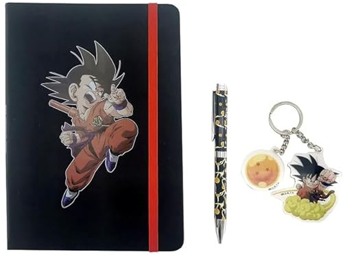 CYPBRANDS Unisex Kinder Dragon Ball Set Tagebuch, Kugelschreiber und Schlüsselanhänger Schreibwaren Sets Estandar