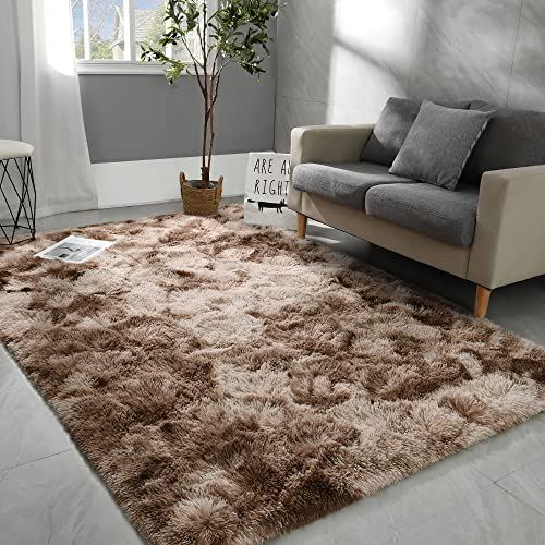 MARATIP Tapis pour Salon Moquette Grande Taille Tapis Poils Longs Moderne Tapis De Sol Grand pour Couloir Soft Doux et Moelleux pour la Chambre à Coucher d'enfant(Brun,120 x 160 cm)