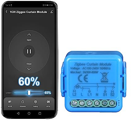 Interruptor de persianas zigbee, para persianas eléctricas, funciona en paralelo con interruptor para cortina original, módulo control inalámbrico para persianas enrollables, relé 300 W (1)