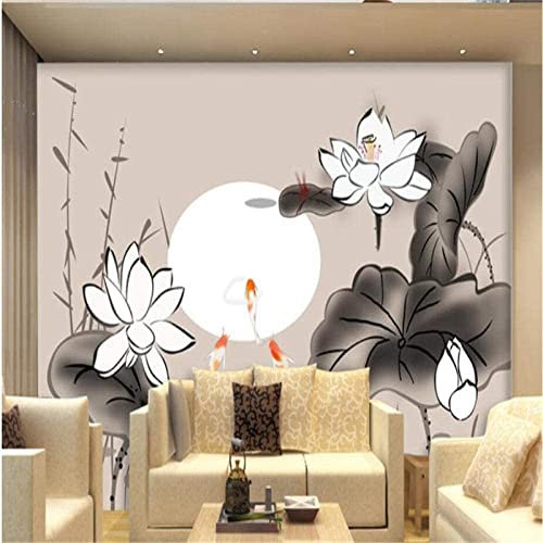 Papier Peint Mural 3D Personnalisé Plante De Lotus À Fleurs Blanches Papier Peint Adapté Au Salon Tv Papier Peint Canapé Fond Auto-Adhésif Mural Peler Et Coller Affi 140 (largeur) x 70 (hauteur) cm