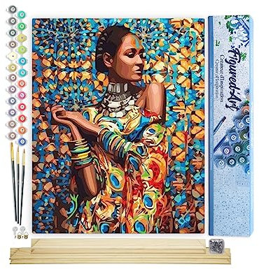 Figured'Art Peinture par Numéro Adulte Femme en Habits traditionnels - Activité Manuelle Kit de Loisir Créatif DIY Numéro d'Art Complet - 40x50cm avec châssis en bois à monter