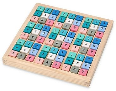 Sudoku-Holzspiel für Kinder ab 3 Jahren - Spielbrett 18x18 cm, Spielfiguren 1,5 x 1,5 cm - Puzzle-Brett - Brettspiel mit Steinen - Lernspielzeug - Geschenk für kleine Kinder
