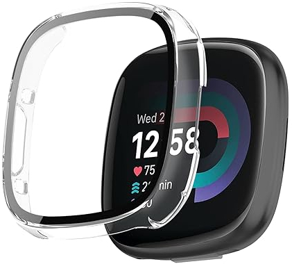 BELIYO Hard Hülle für Fitbit Versa 3/Sense 1, 9H Härte PC Hülle Rundum Displayschutz Ultradünne Kratzfestes- Transparent.