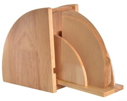 Boîte en papier filtre à café, boîte de rangement en bois pour papier à café, porte-filtre à café en forme d'éventail, porte-filtre à café